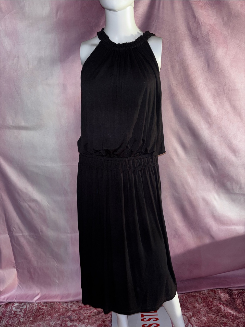 LOFT Black Halter Midi Dress